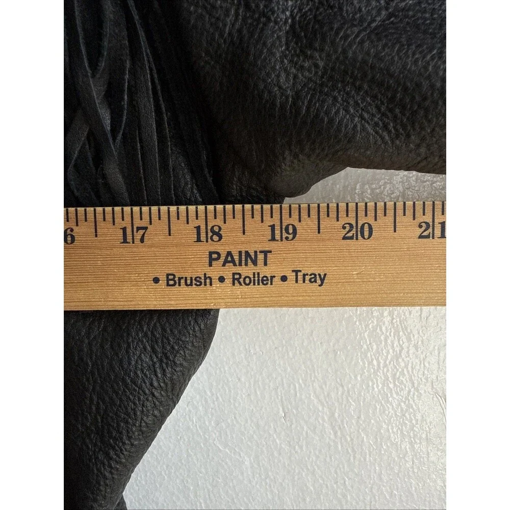 Vintage UNIK Premium Rose Fringe Motorcycle Leather Jacket Black Women’s Large - Picture 11 of 12